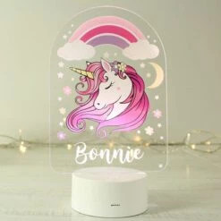 Personalised Pink Unicorn Colour Changing Night LED Light