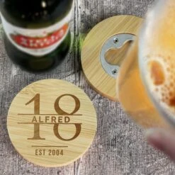 Personalised Birthday Bamboo Bottle Opener Coaster And Pint Glass Set 12 Personalised Birthday Bamboo Bottle Opener Coaster And Pint Glass Set -Personalised Sales Shop 30878494 alt04