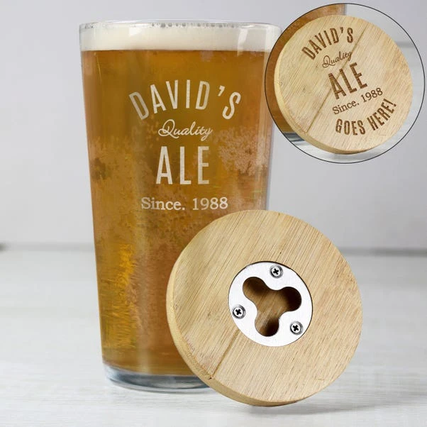 Personalised Bamboo Bottle Opener Coaster And Pint Glass 4 Personalised Bamboo Bottle Opener Coaster And Pint Glass - Image 2