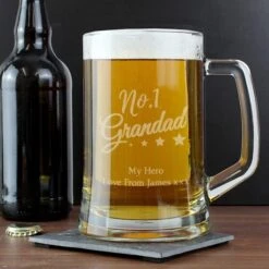 Personalised No1 Grandad Glass Pint Stern Tankard