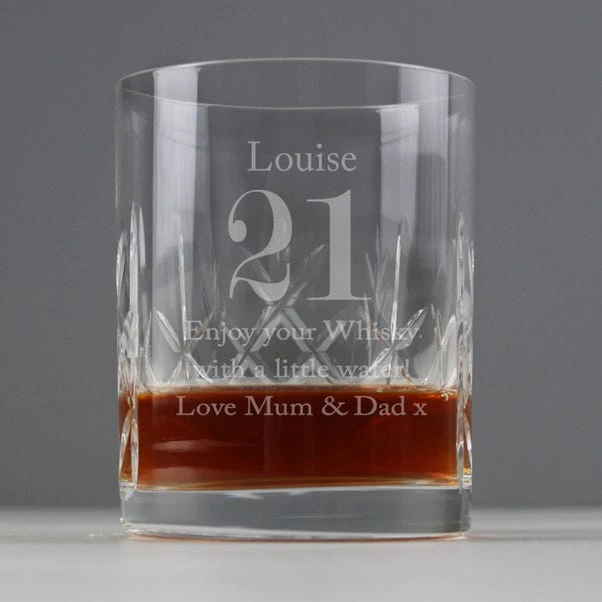 Personalised Birthday Cut Crystal Whisky Tumbler 6 Personalised Birthday Cut Crystal Whisky Tumbler - Image 4
