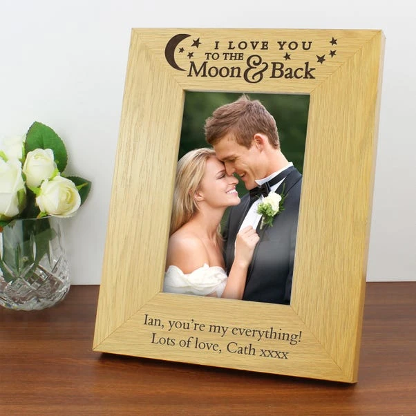 Personalised To The Moon And Back Oak Effect Portrait Photo Frame 4 Personalised To The Moon And Back Oak Effect Portrait Photo Frame - Image 2