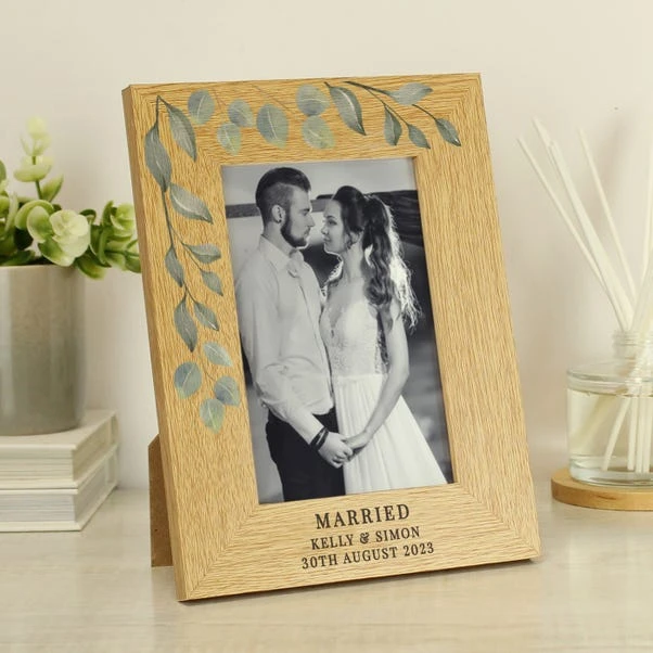 Personalised Botanical Oak Effect Portrait Photo Frame 5 Personalised Botanical Oak Effect Portrait Photo Frame - Image 3