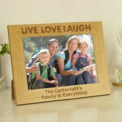 Personalised Live Love Laugh Wooden Landscape Photo Frame