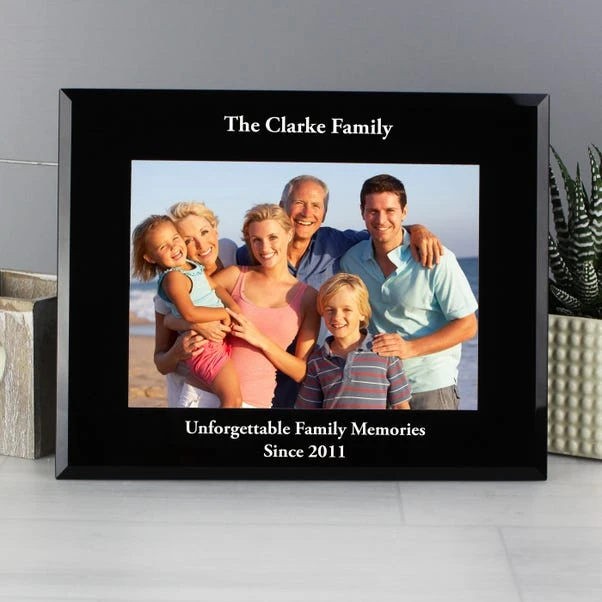 Personalised Black Glass Landscape Photo Frame 4 Personalised Black Glass Landscape Photo Frame - Image 2