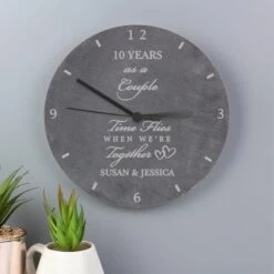 Personalised Anniversary Slate Wall Clock