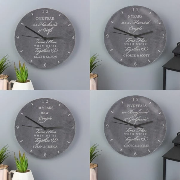 Personalised Anniversary Slate Wall Clock 4 Personalised Anniversary Slate Wall Clock - Image 2