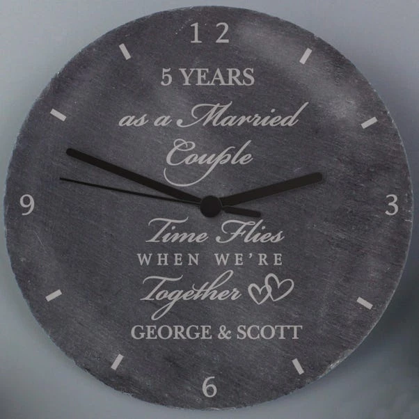 Personalised Anniversary Slate Wall Clock 5 Personalised Anniversary Slate Wall Clock - Image 3