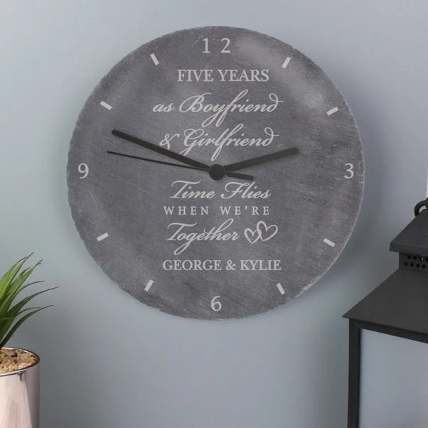 Personalised Anniversary Slate Wall Clock 6 Personalised Anniversary Slate Wall Clock - Image 4