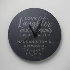 Personalised Love Laughter Slate Wall Clock -Personalised Sales Shop 30880901 alt02