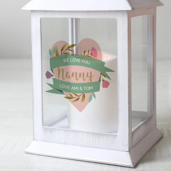 Personalised Floral Heart White Lantern 4 Personalised Floral Heart White Lantern - Image 2