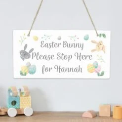 Personalised Easter Springtime Wooden Sign