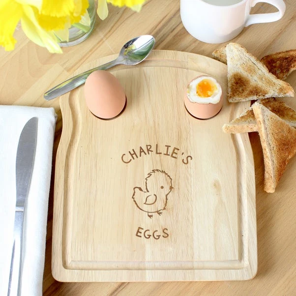 Personalised Chick Egg And Toast Board 3 Personalised Chick Egg And Toast Board