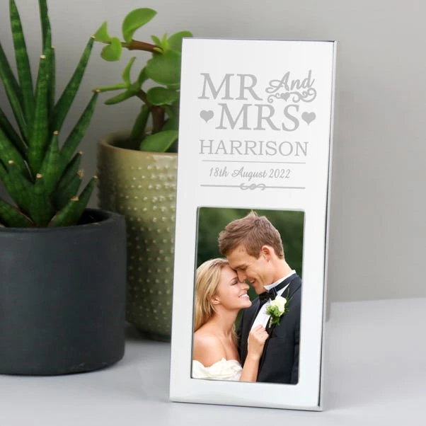 Personalised Small Mr And Mrs Silver Photo Frame 3 Personalised Small Mr And Mrs Silver Photo Frame