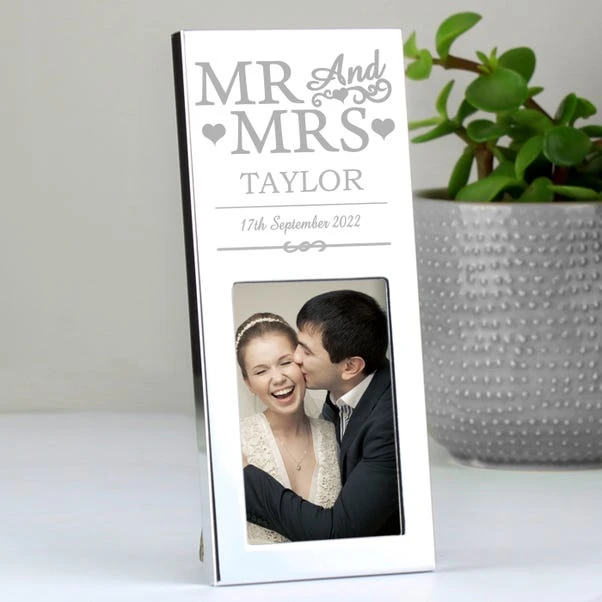 Personalised Small Mr And Mrs Silver Photo Frame 4 Personalised Small Mr And Mrs Silver Photo Frame - Image 2