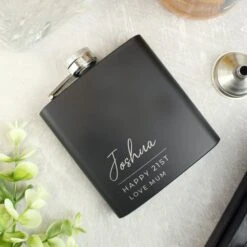 Personalised Any Occasion Black Hip Flask -Personalised Sales Shop 30908398 alt04