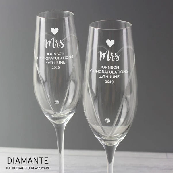 Personalised Hand Cut Heart Celebration Pair Of Flutes With Gift Box 3 Personalised Hand Cut Heart Celebration Pair Of Flutes With Gift Box