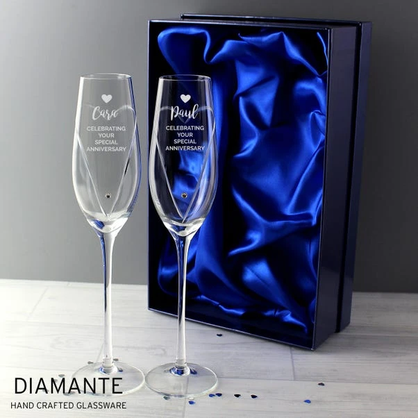 Personalised Hand Cut Heart Celebration Pair Of Flutes With Gift Box 4 Personalised Hand Cut Heart Celebration Pair Of Flutes With Gift Box - Image 2