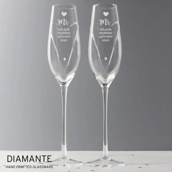 Personalised Hand Cut Heart Celebration Pair Of Flutes With Gift Box 6 Personalised Hand Cut Heart Celebration Pair Of Flutes With Gift Box - Image 4