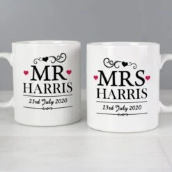 Personalised Set Of 2 Mr And Mrs Mugs