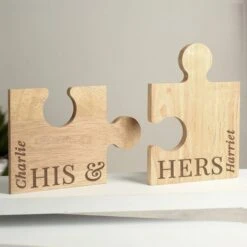 Personalised His And Hers Jigsaw Piece Ornament Set