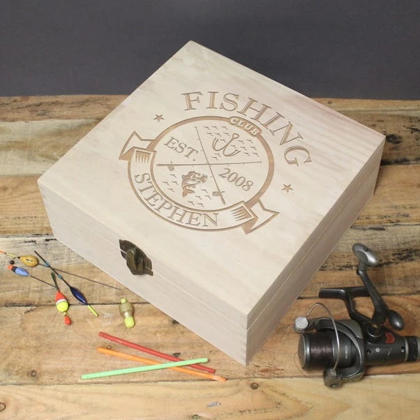 Personalised Fishing Club Wooden Memory Box 5 Personalised Fishing Club Wooden Memory Box - Image 3