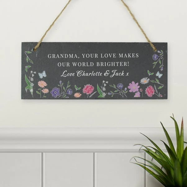 Personalised Wild Flowers Slate Garden Sign 3 Personalised Wild Flowers Slate Garden Sign