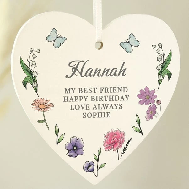 Personalised Wild Flowers Wooden Heart 4 Personalised Wild Flowers Wooden Heart - Image 2